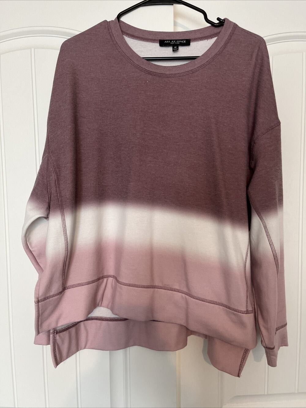All At Once Sweatshirt Women’s Size M ombré pullover Tye Dye Pink/purple